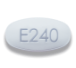 A white pill with the number e240 on it